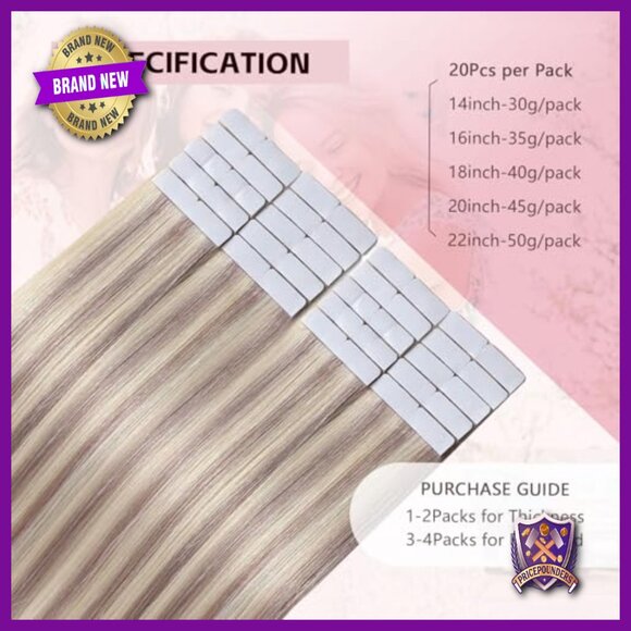 Real Human Hair Tape-In Extensions 14 Inch Seamless Invisible Hand-Tied main image 3